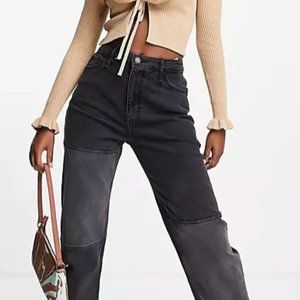 Hollister Ultra High Rise Dad Jean Black Patchwork Wash 3R